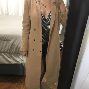 Long tan pea coat jacket from Forever21